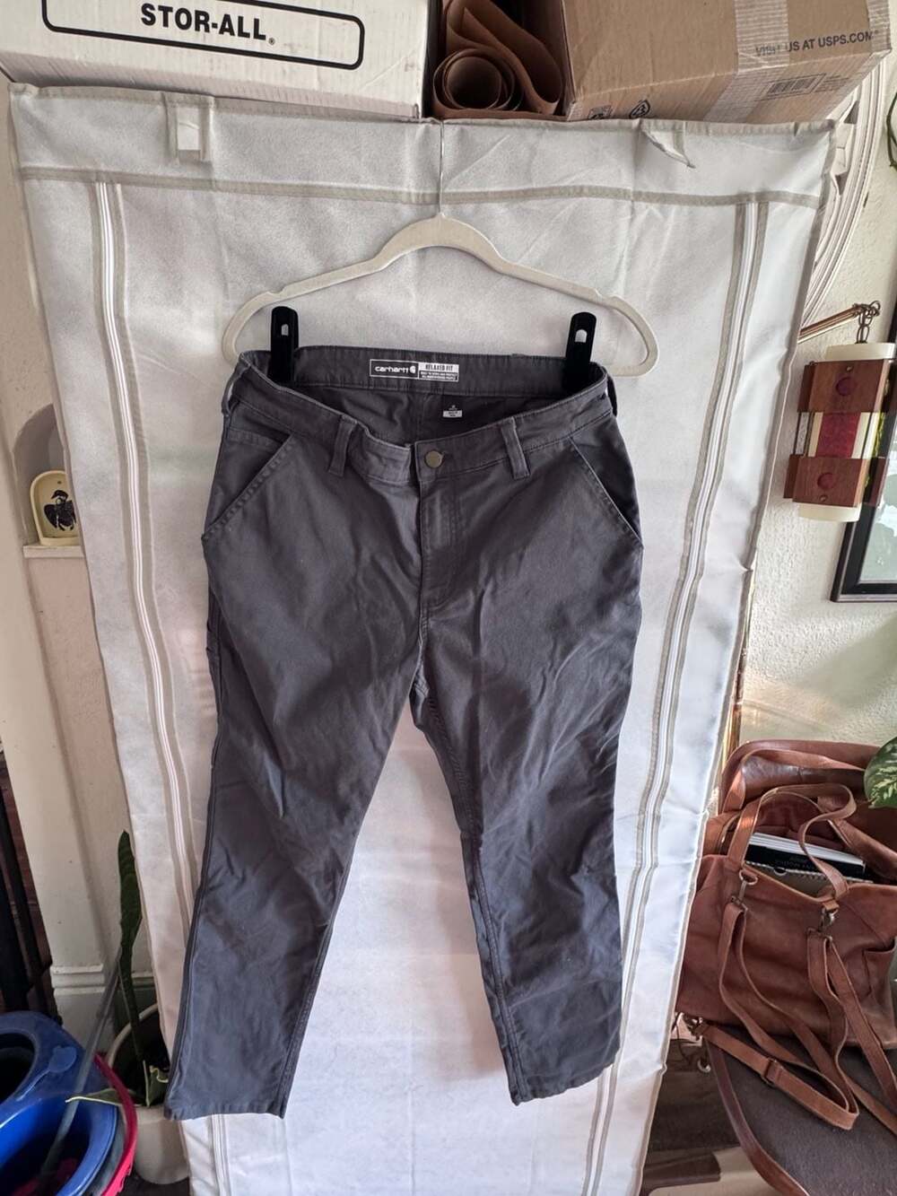 Carhartt Relaxed Fit Gray Utility Carpenter Work Pants Size 10 Regular